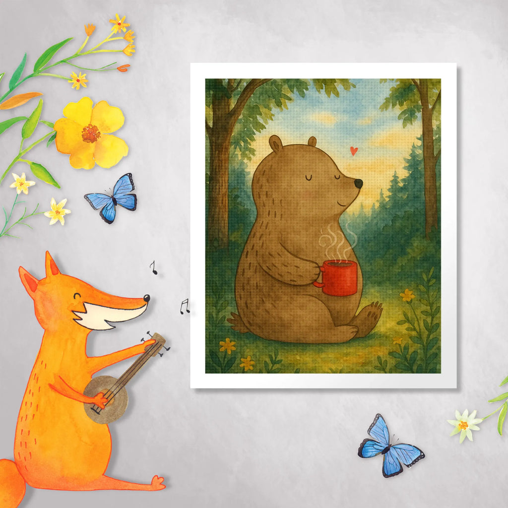 Diamond Painting bear Coffee Design bear, teddy, teddy bear, cuddly toy, good morning, motivation, coffee, save the world, bears, conquer the world, morning routine