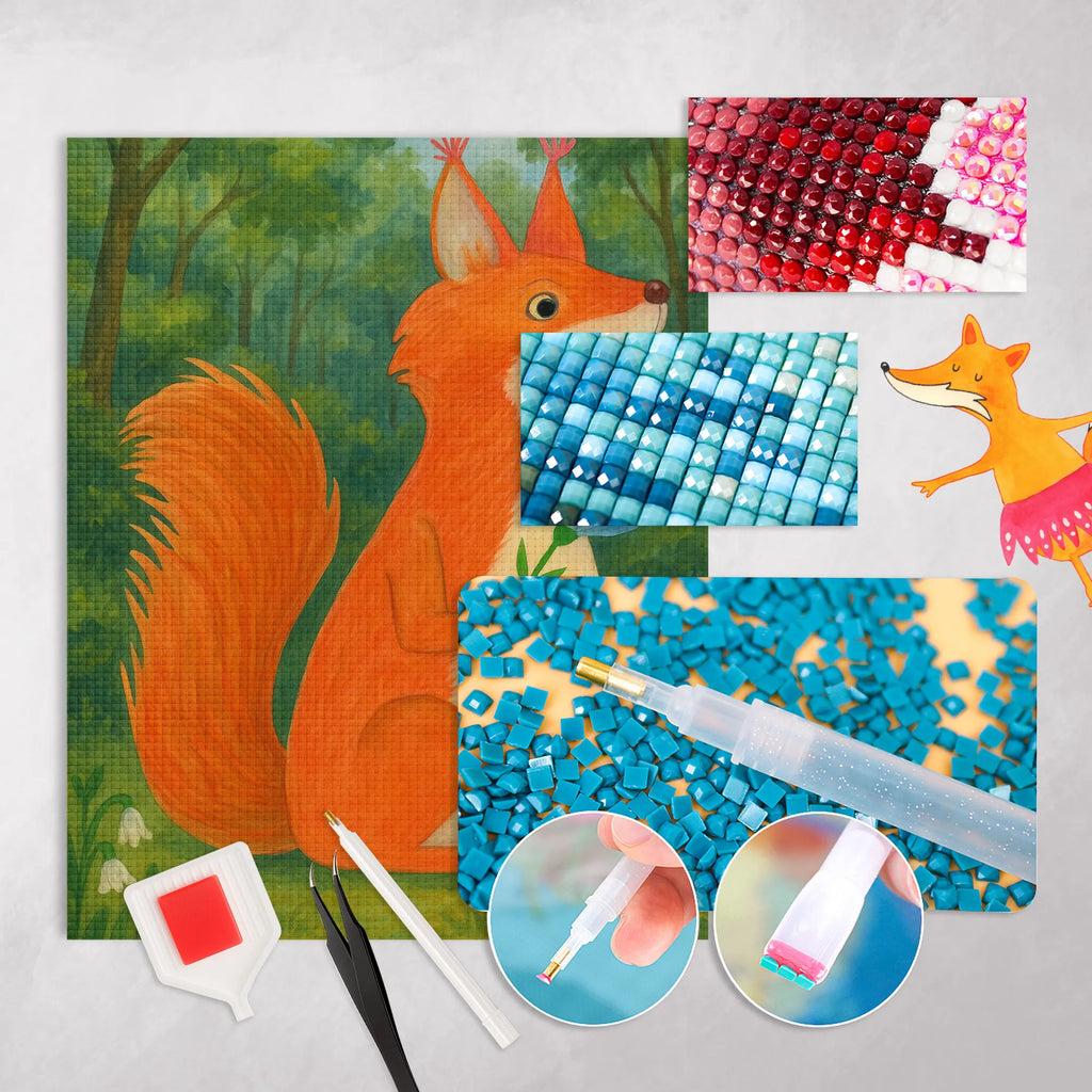 Diamond Painting Squirrel flower Design small animals, cute, funny, cute animal motives, hand drawn, small world, funny sayings, good mood, happy, gifts, gift ideas, special gifts, animal lover, card, saying decoration, laughter, Squirrel, squirrel, happy saying, fun, motivation sayings, positive saying, motivation pictures