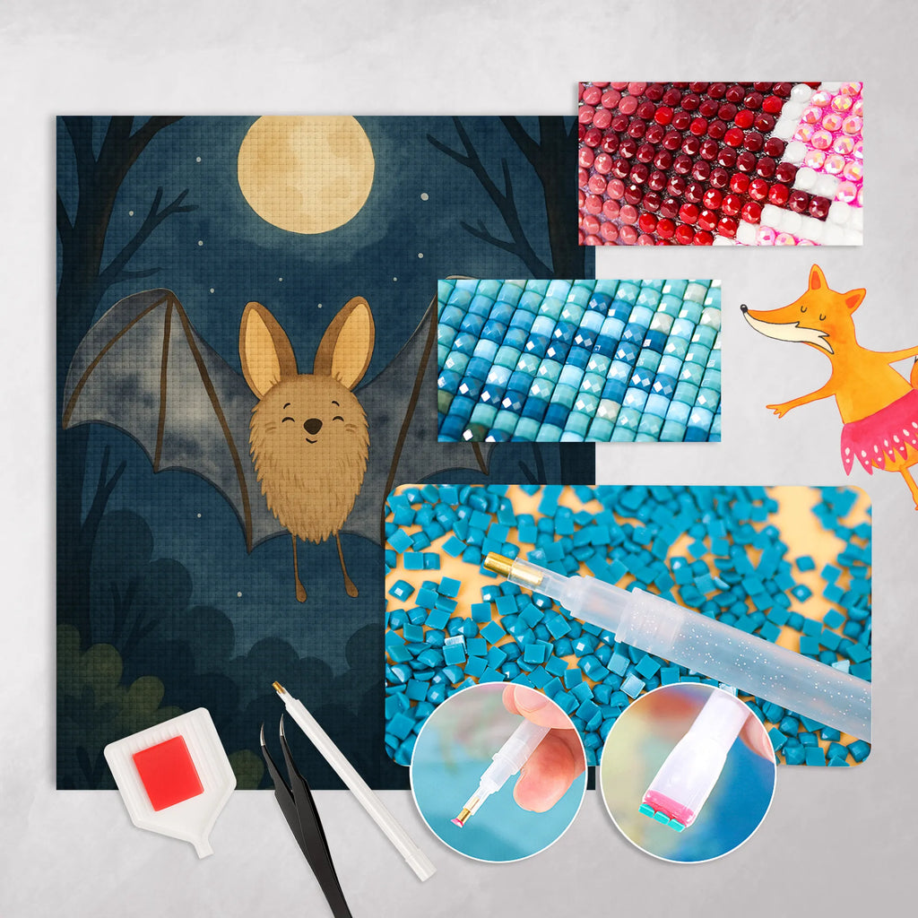 Diamond Painting Fledermaus Flügel Design Kristallbild, Diamond Painting, Kreativität, DIY, Tiermotive, Gute Laune, lustige Sprüche, Tiere