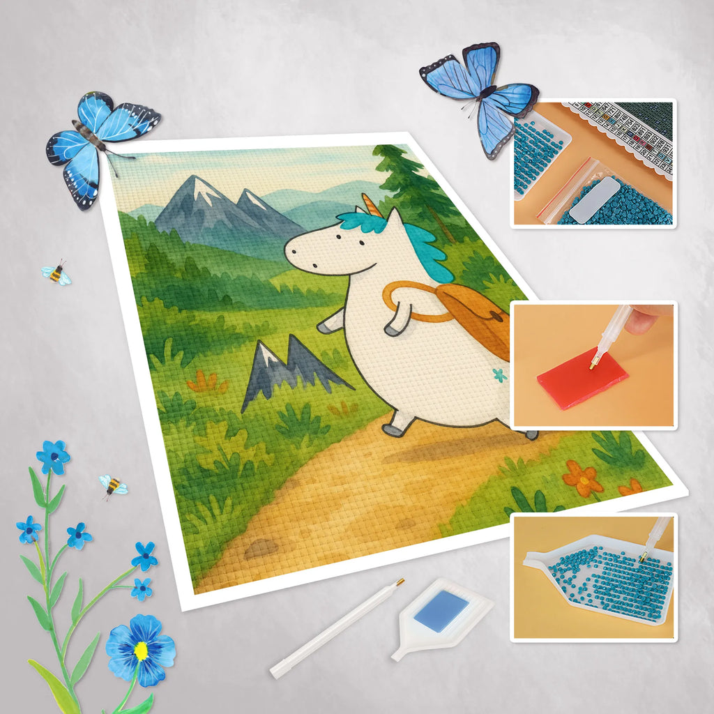 Diamond Painting unicorn climber Design unicorn, unicorns, explorer, mountains, adventurer, world trip, Einhorn, adventure, english, travel, mountaineer, world traveler, vacation