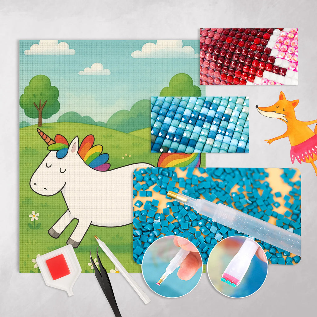 Obraz diamentowy Jednorożec Szczęśliwy Design Jednorożec, jednorożce, dekoracje jednorożca, jednorożec