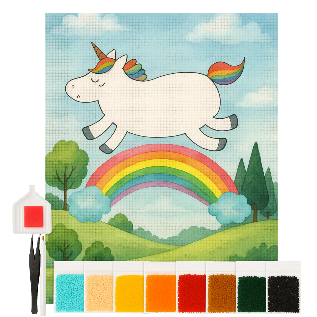 Obraz diamentowy jednorożec tęcza Design