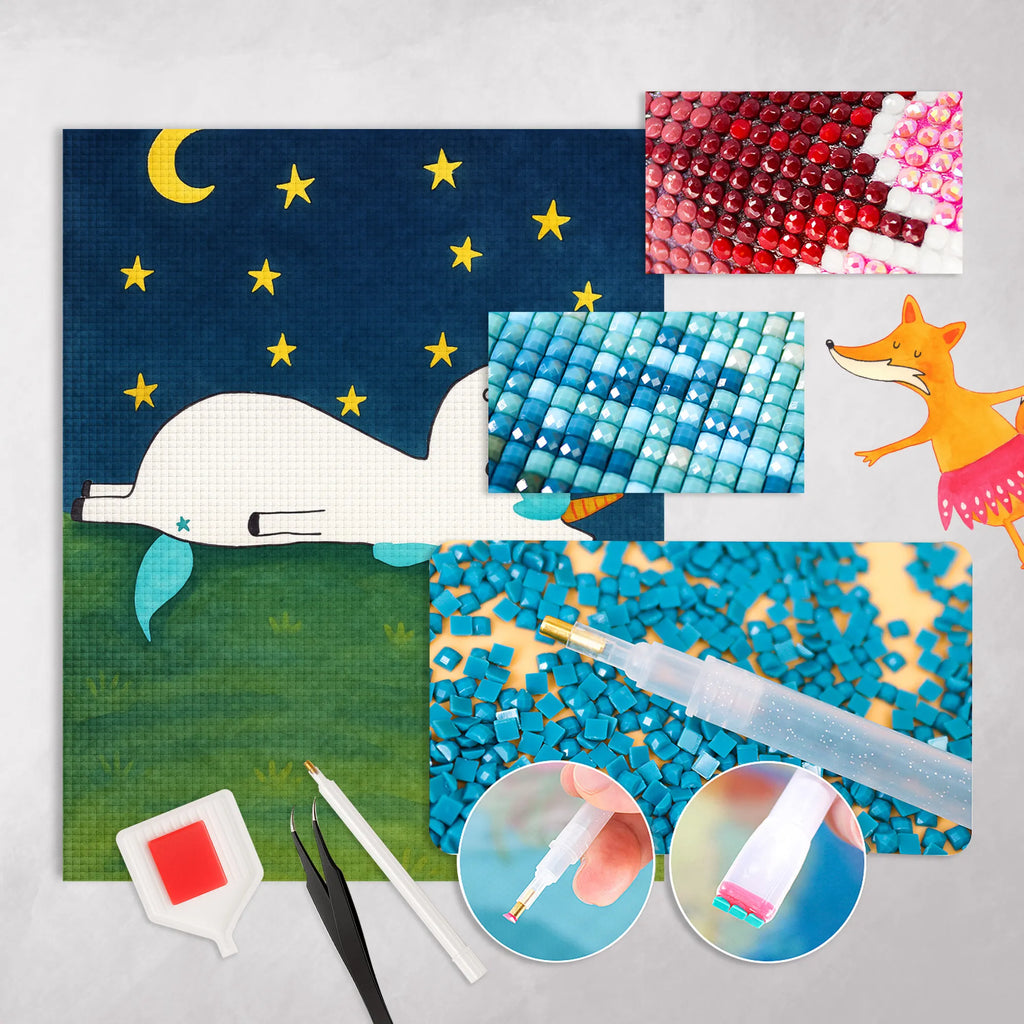 Obraz diamentowy Jednorożec gwiaździste niebo Design Jednorożec, jednorożce, dekoracje jednorożca, jednorożec