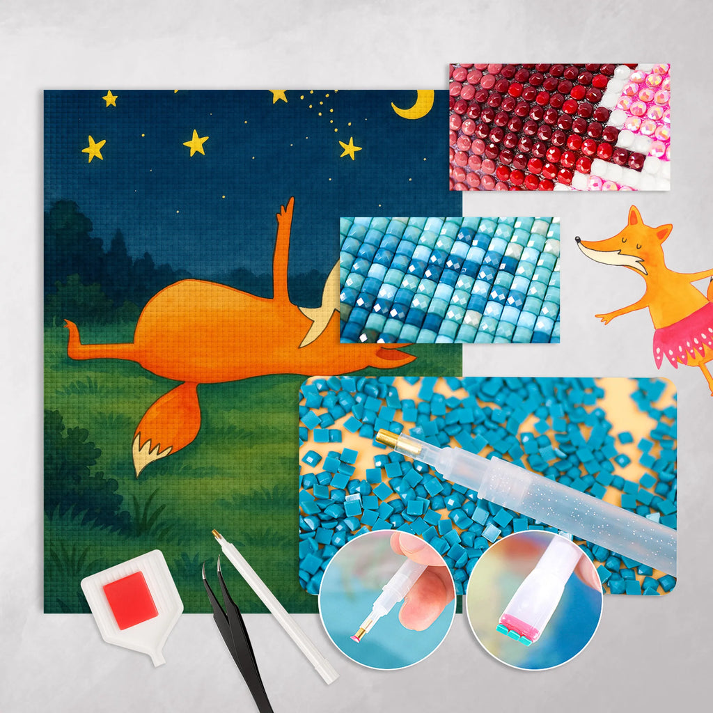 Diamond Painting Fox Stars Design fox, foxes, forest wildlife, clever as a fox, animal lover, Fox, Saying beautiful, words of consolation, Romance, Always Look on the Bright Side of Life, Saying positive