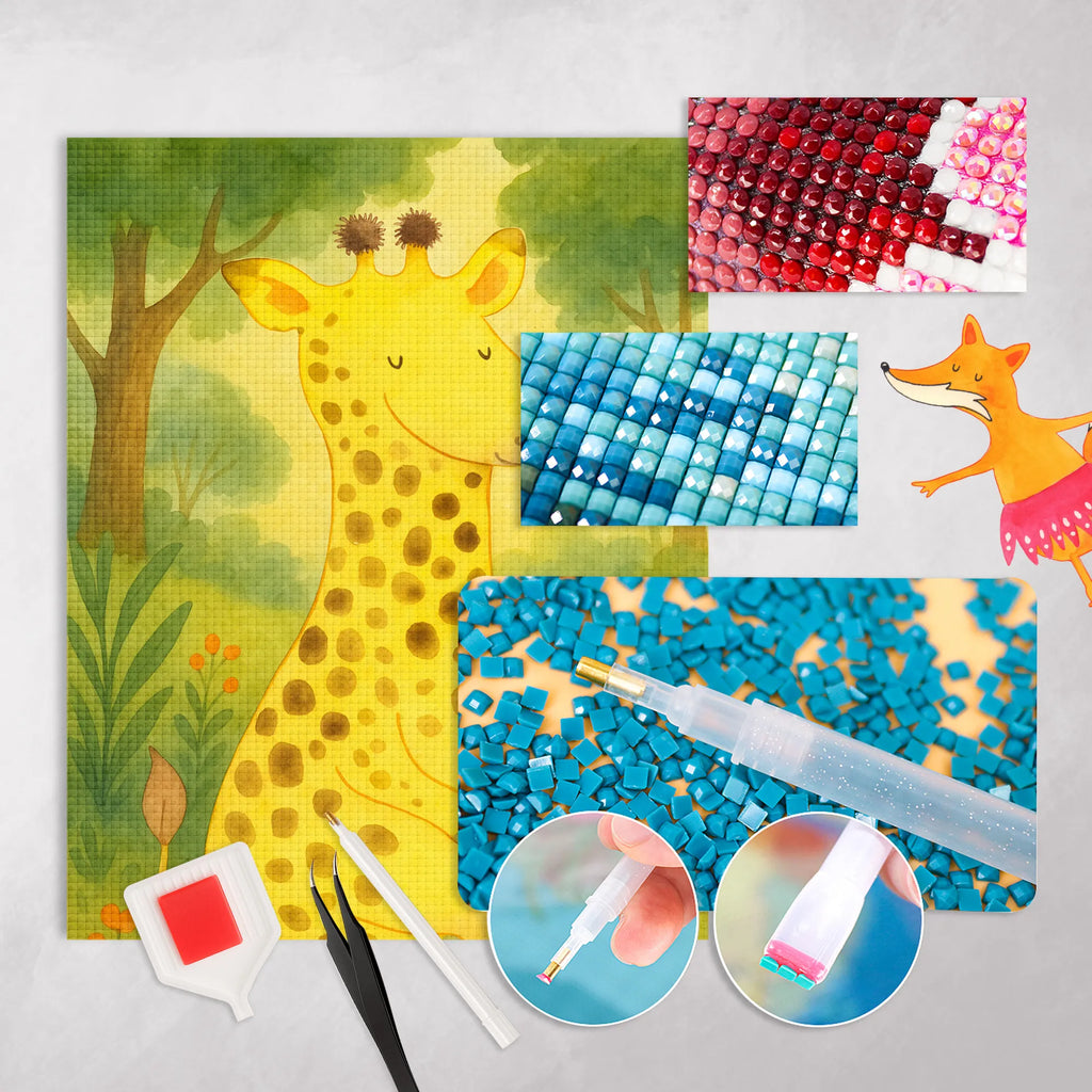 Obraz diamentowy żyrafa Zadowolony Design Afryka, dzikie zwierzęta