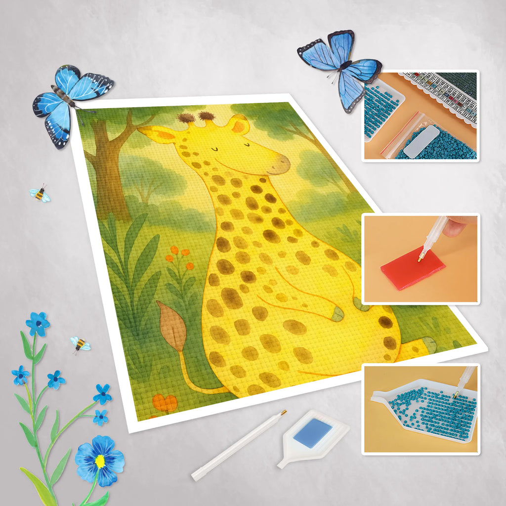 Obraz diamentowy żyrafa Zadowolony Design Afryka, dzikie zwierzęta