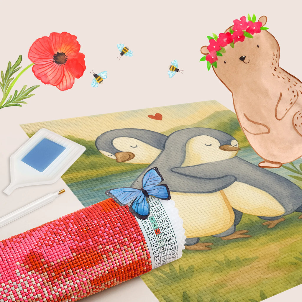 Obraz diamentowy Pingwiny Przytulanie Design Miłość, partner, przyjaciel, przyjaciółka, mąż, żona, wesele, zaręczyny, prośba o rękę, prezent miłosny, rocznica, dzień ślubu