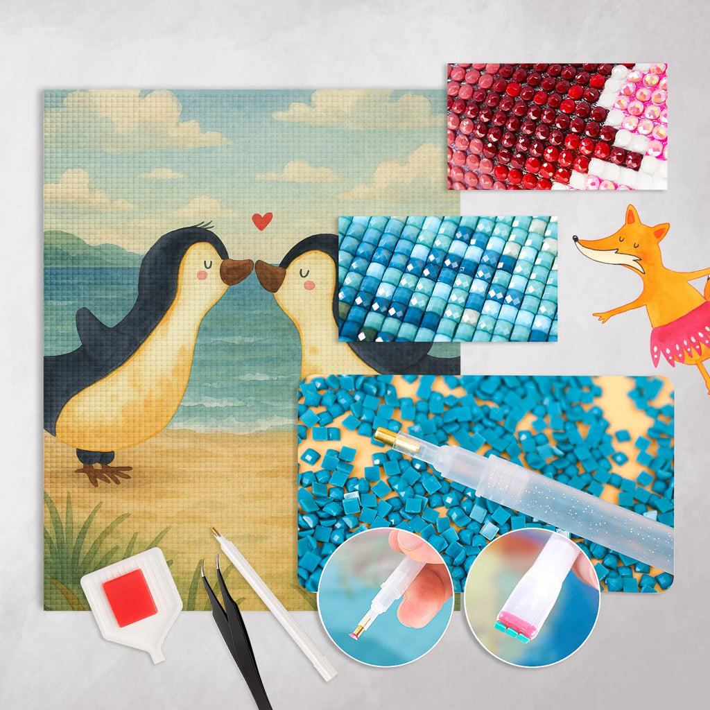 Diamond Painting penguins kiss Design Love, Loving, Two, Together, Marriage, Engagement, Proposal of marriage, Love gift, gift for her, gift for him, anniversary gift, Valentine&#39;s Day Gift for Women Love Gift Anniversary Wedding Anniversary Party Favor Gift for Girlfriend Gift for Partner Boyfriend Gift Token of Love for Men for Husband