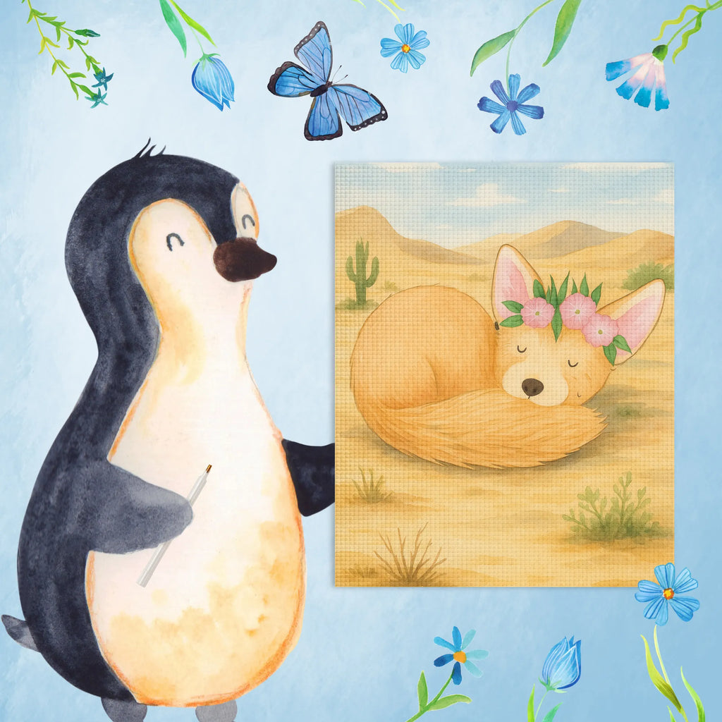 Diamond Painting desert fox Flower Design DIY, Kreativität, Diamond Painting, Kristallbild, Afrika, Wildtiere, Wüste, Glücklich, Blumen, Blumenkranz, Wüstenfuchs