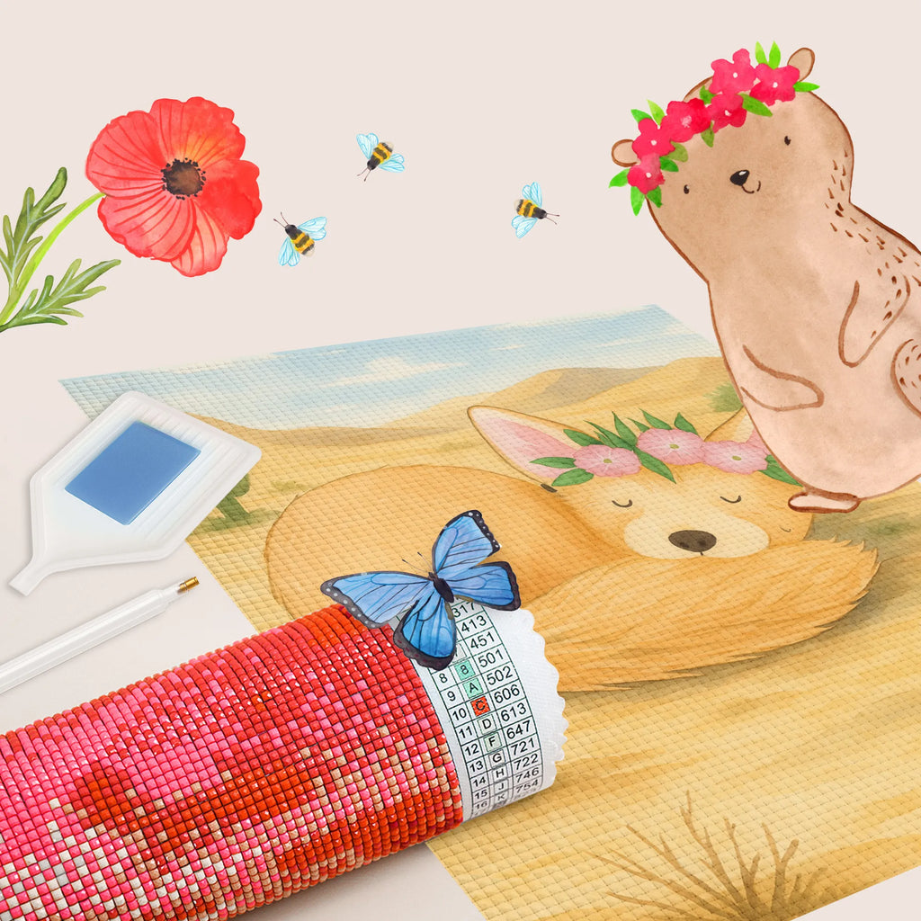 Diamond Painting desert fox Flower Design DIY, Kreativität, Diamond Painting, Kristallbild, Afrika, Wildtiere, Wüste, Glücklich, Blumen, Blumenkranz, Wüstenfuchs