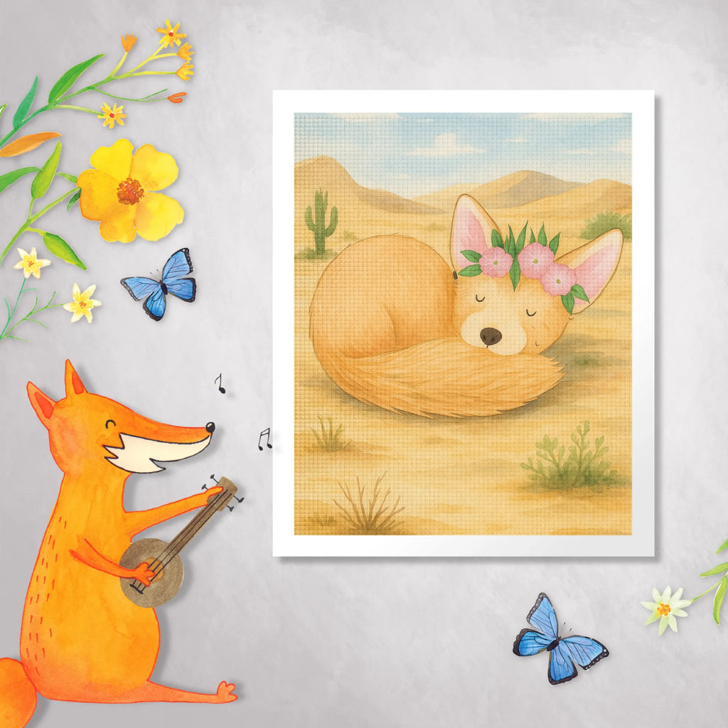 Diamond Painting desert fox Flower Design DIY, Kreativität, Diamond Painting, Kristallbild, Afrika, Wildtiere, Wüste, Glücklich, Blumen, Blumenkranz, Wüstenfuchs