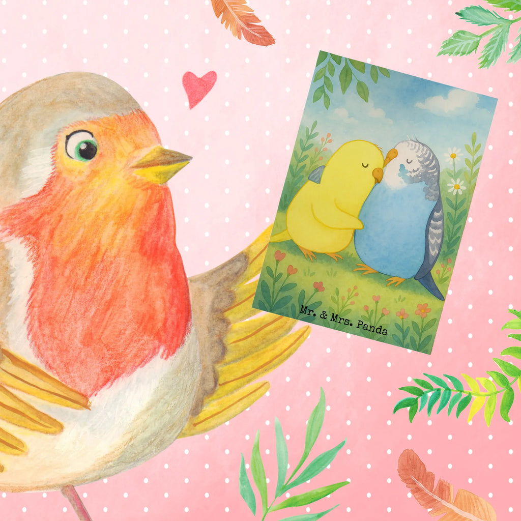 Greetings card Parakeets in love Design Grußkarte, Klappkarte, Einladungskarte, Glückwunschkarte, Hochzeitskarte, Geburtstagskarte, Karte, Ansichtskarten, Liebe, Partner, Freund, Freundin, Ehemann, Ehefrau, Heiraten, Verlobung, Heiratsantrag, Liebesgeschenk, Jahrestag, Hocheitstag, Vögel, Wellensittich, Nähe, Kuscheln, Vertrauen