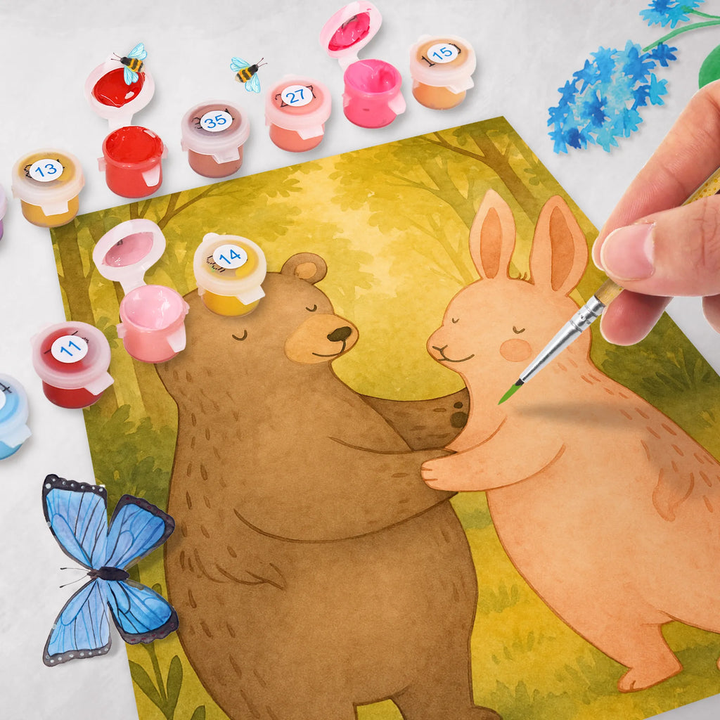 Paint by Numbers bear and rabbit Embrace Design Kunstwerk, Bastelidee, DIY, Baseln, Malen, Malen nach Zahlen, Künstler, Ausmalbild, Kreativität, Liebe, Partner, Freund, Freundin, Ehemann, Ehefrau, Heiraten, Verlobung, Heiratsantrag, Liebesgeschenk, Jahrestag, Hocheitstag, Bär, best friends, Freunde, Hase, Bärchen, bester Freund