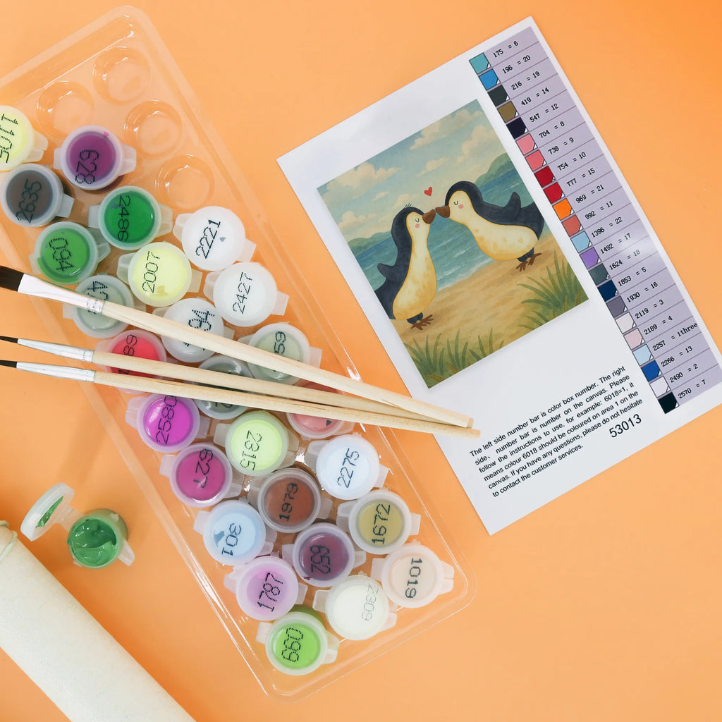 Malowanie według numerów Pingwiny Pocałunek Design Malen nach Zahlen, Ausmalbild, Kunstwerk, Liebe, Partner, Freund, Freundin, Ehemann, Ehefrau, Heiraten, Verlobung, Heiratsantrag, Liebesgeschenk, Jahrestag, Hocheitstag, Valentinstag, für Männer, für Ehemann, Liebesbeweis, Geschenk für Frauen, Hochzeitstag, Geschenk für Freundin, Mitbringsel, Geschenk für Partner