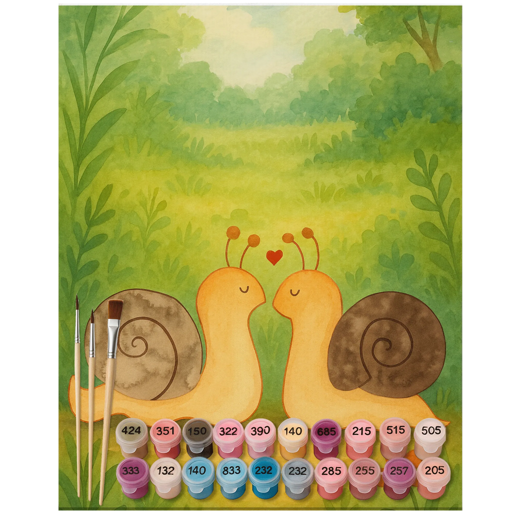 Paint by Numbers Snails in love Design Love, Loving, Two, Together, Marriage, Engagement, Proposal of marriage, Love gift, gift for her, gift for him, anniversary gift