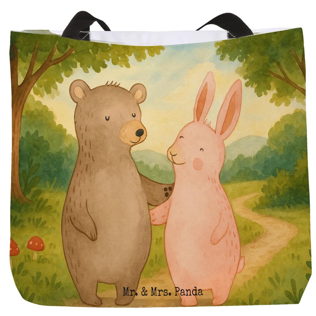 Shopper Bär und Hase Umarmen Design Tasche, Schulbeutel, Alltagstasche, Einkaufsbeutel, Tragebeutel, Einkaufstasche, Freizeittasche, Beutel, Strandtasche, Shopper, Schultasche, Liebe, Partner, Freund, Freundin, Ehemann, Ehefrau, Heiraten, Verlobung, Heiratsantrag, Liebesgeschenk, Jahrestag, Hocheitstag, best friends, Bärchen, Freunde, bester Freund, Hase, Bär