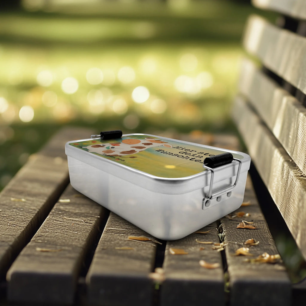 Spersonalizowany metalowy pojemnik na lunch Krowa Design Brotbox mit Namen, Brotdose mit Namen, Brotdose, Brotbox, Uni, Kindergarten, Schule, Geschenk mit Namen, Bauernhof, Hoftiere, Landwirt, Landwirtin, Milch, Milchkuh, Träume, Motivtion, Kuh, Kühe, Flausen, Magie, Hof, Spruch