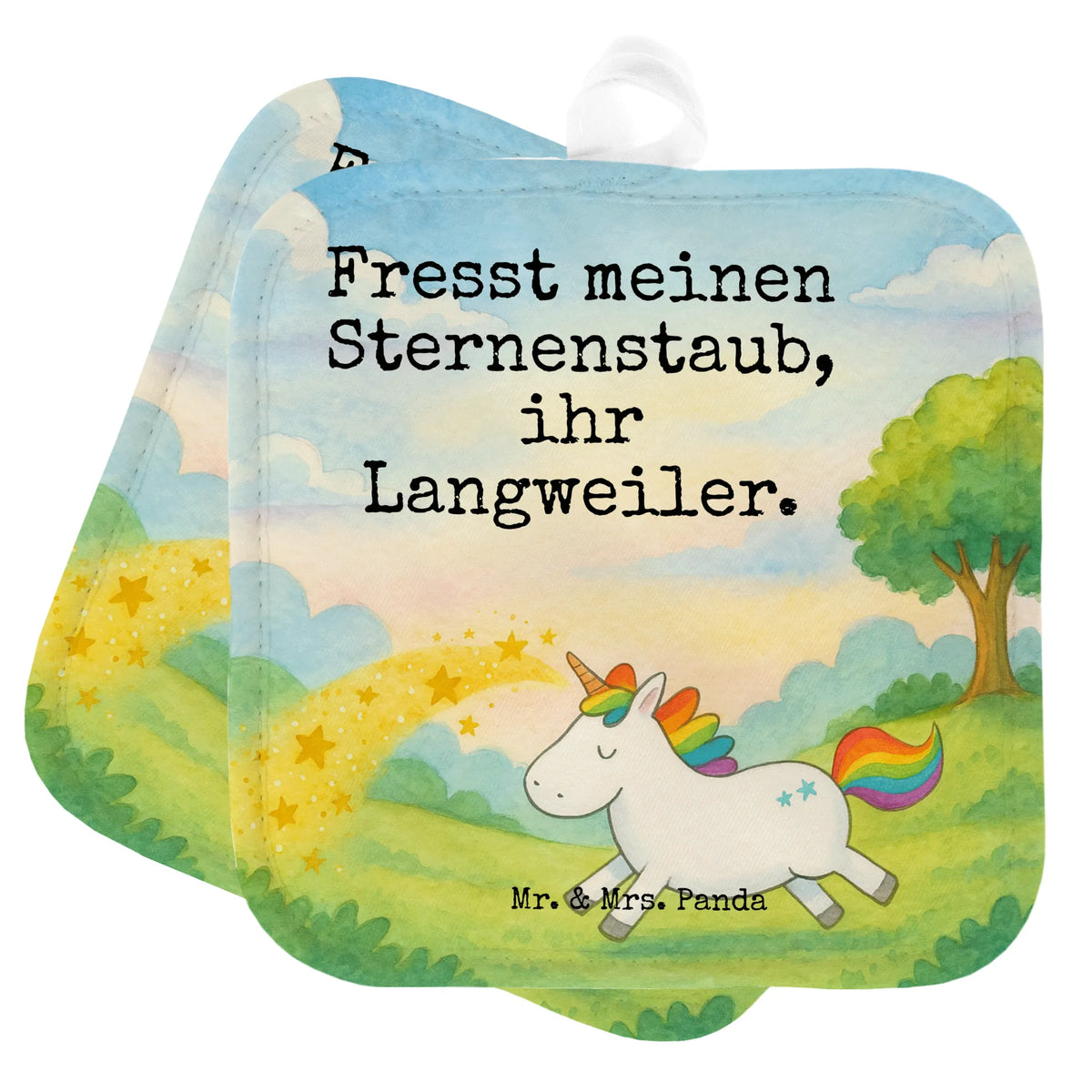 2er Set Topflappen  Einhorn Happy Design Ofenlappen, Doppel Topflappen, Zwei Topflappen, Topflappenset, Topfuntersetzer, Kochlappen, Topflappen Set, Topflappen 2er Set, 2er Set Topflappen, topfhalter, Topflappen, Topflappen im Doppelpack, Unicorn, Einhorn, Einhörner, Einhorn Deko, Lebensfreude, Lächeln, Witzig, Freude, glücklich, Spaß, Lachen, Fröhlich, Spannend