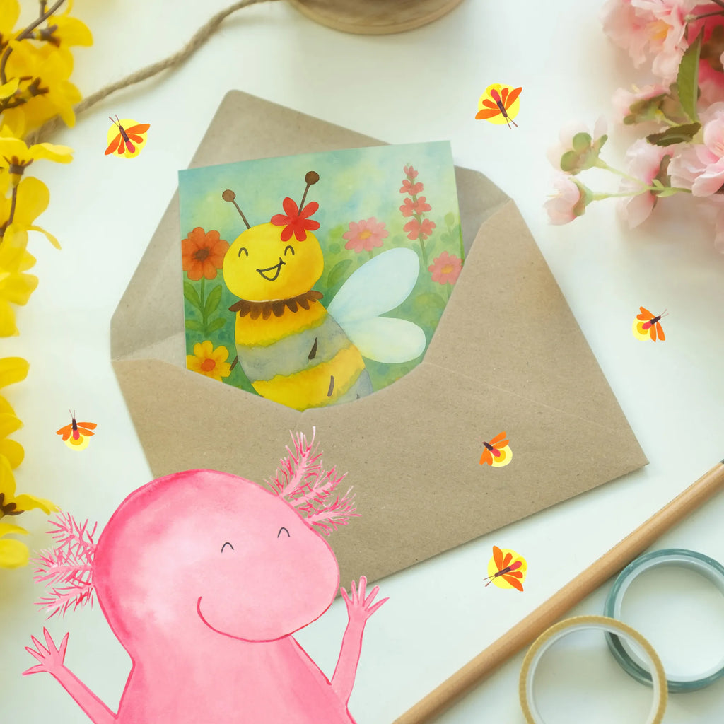 Grußkarte Biene Blume Design Grußkarte, Klappkarte, Einladungskarte, Glückwunschkarte, Hochzeitskarte, Geburtstagskarte, Karte, Ansichtskarten, Biene, Wespe, Hummel