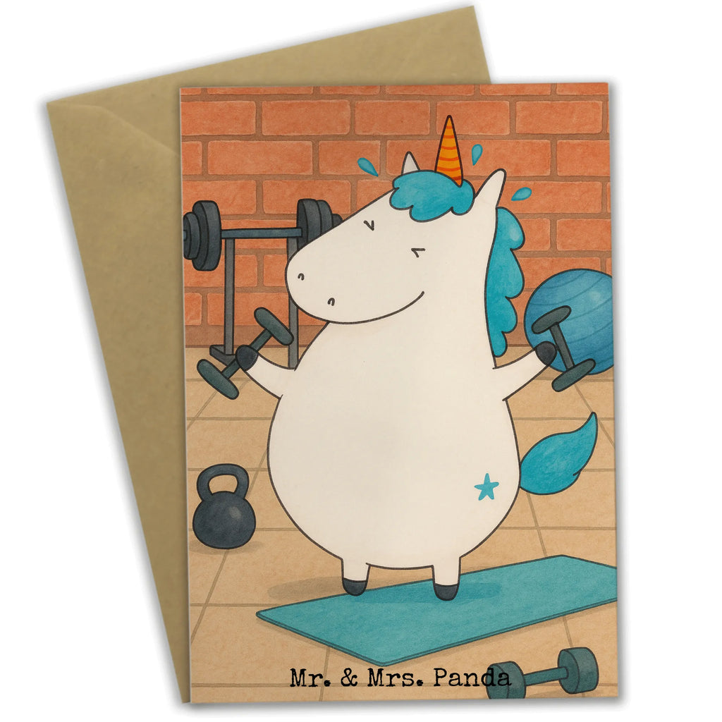 Grußkarte Einhorn Fitness Design Grußkarte, Klappkarte, Einladungskarte, Glückwunschkarte, Hochzeitskarte, Geburtstagskarte, Karte, Ansichtskarten, Einhorn, Einhörner, Einhorn Deko, Unicorn, Gym, Fitness, Fitnessstudio, Diät, Abnehmen, Sport, Pumpen, Geräte, Sixpack
