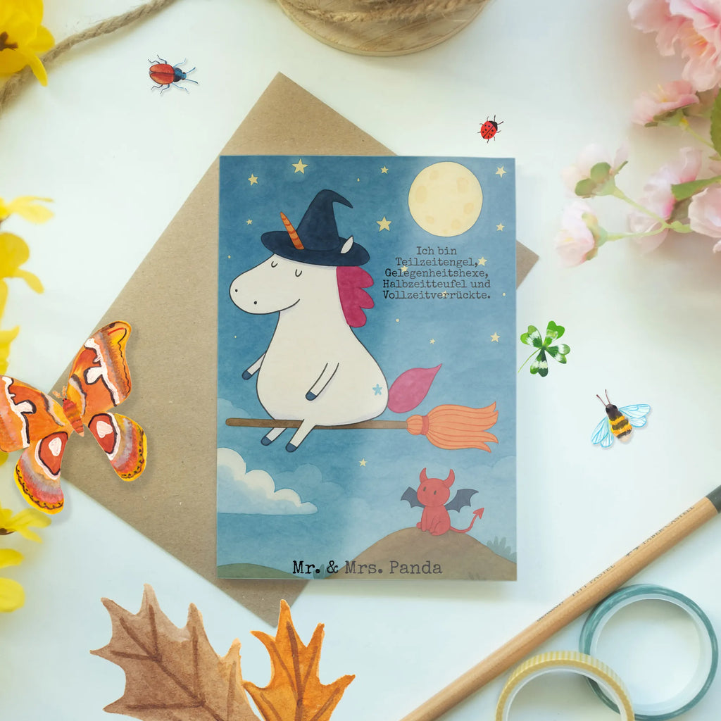 Grußkarte Einhorn Hexe Design Grußkarte, Klappkarte, Einladungskarte, Glückwunschkarte, Hochzeitskarte, Geburtstagskarte, Karte, Ansichtskarten, Einhorn, Einhörner, Einhorn Deko, Unicorn, Frau, Ehefrau, Hexe, Teufel, Engel, Verrückte, Freundin, Leben, Zicke