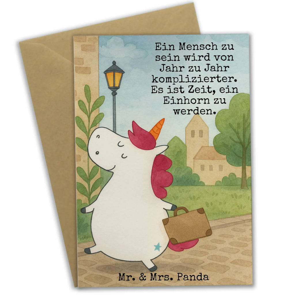 Greetings card unicorn Suitcase Design Grußkarte, Glückwunschkarte, Einladungskarte, Hochzeitskarte, Klappkarte, Geburtstagskarte, Ansichtskarten, Karte, Einhorn, Einhörner, Einhorn Deko, Unicorn, Verreisen, Gepäck, unicorn, albern, Abenteuer, Erwachsen, Reise, Kind, Koffer, witzig, lustig, Spaß