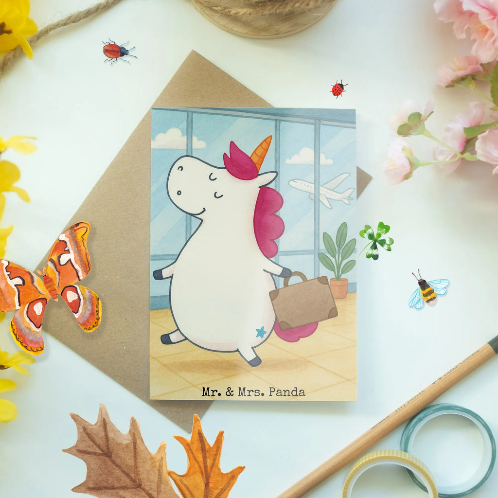 Greetings card unicorn Suitcase Design Grußkarte, Glückwunschkarte, Einladungskarte, Hochzeitskarte, Klappkarte, Geburtstagskarte, Ansichtskarten, Karte, Einhorn, Einhörner, Einhorn Deko, Unicorn, Verreisen, Gepäck, unicorn, albern, Abenteuer, Erwachsen, Reise, Kind, Koffer, witzig, lustig, Spaß