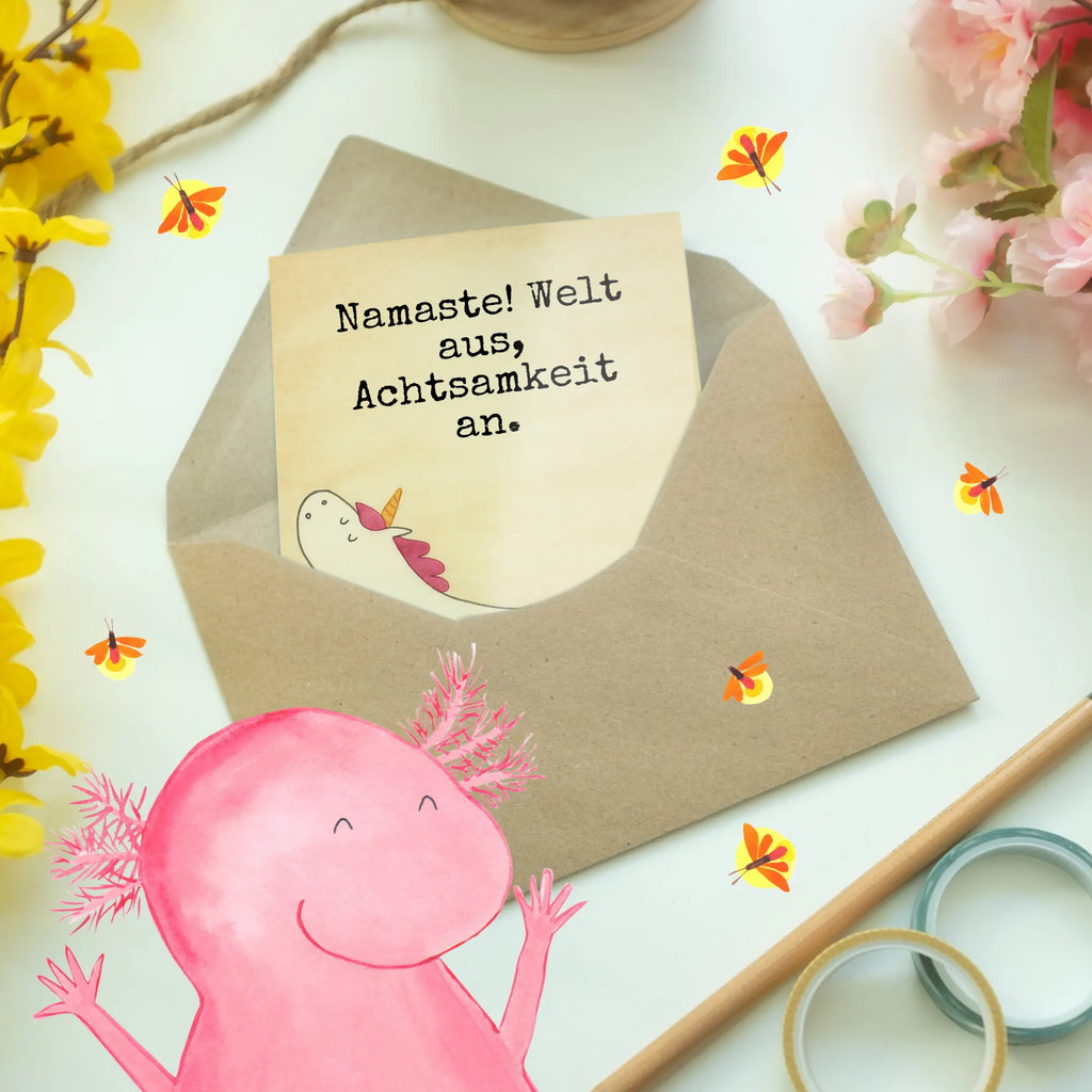 Greetings card unicorn yoga Design Ansichtskarten, Hochzeitskarte, Grußkarte, Geburtstagskarte, Klappkarte, Karte, Einladungskarte, Glückwunschkarte, Einhorn, Einhörner, Einhorn Deko, Unicorn, lustig, Yogamatte, Joga, Sport, Entspannung, süß, Yoga, witzig, Namaste, Achtsamkeit