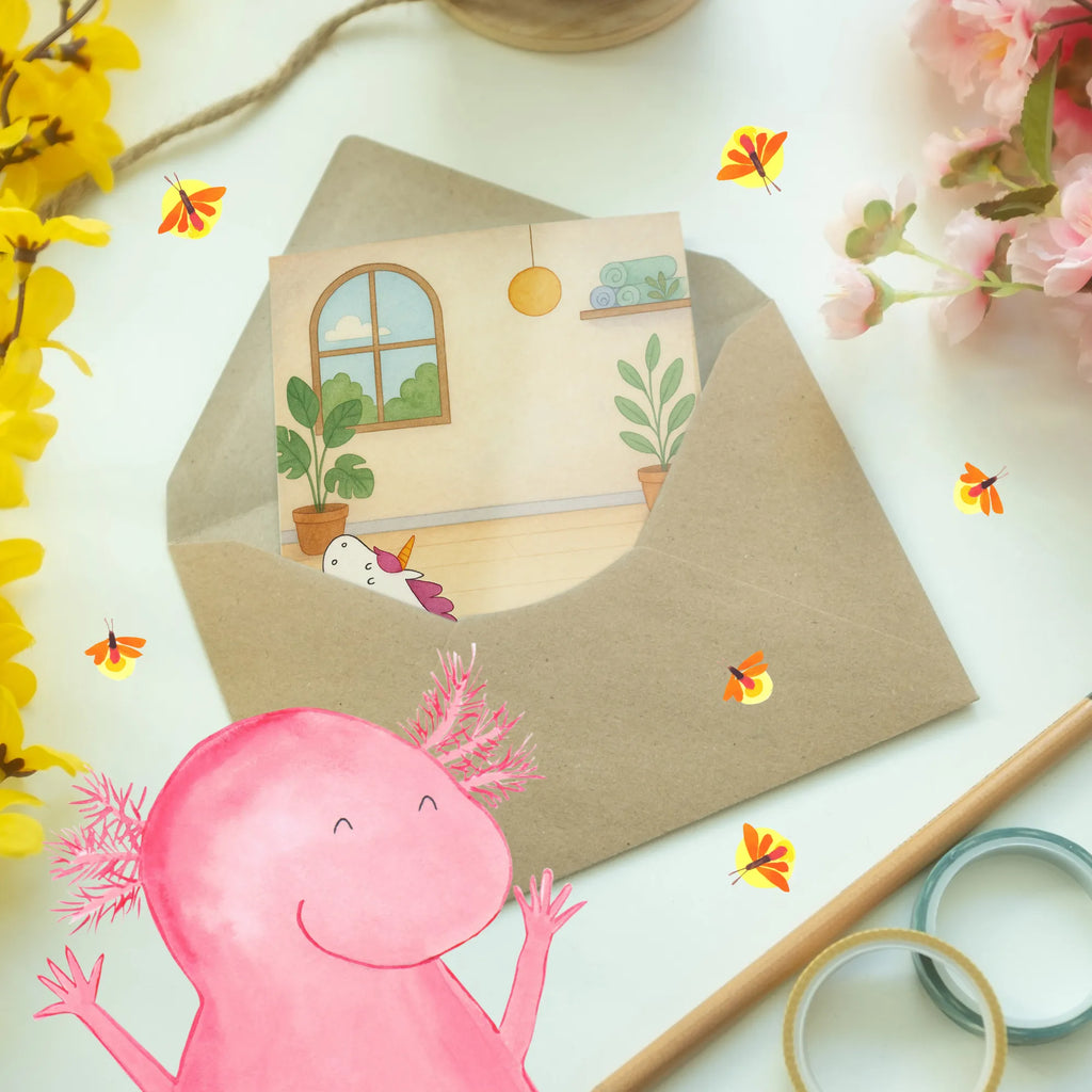 Greetings card unicorn yoga Design Ansichtskarten, Hochzeitskarte, Grußkarte, Geburtstagskarte, Klappkarte, Karte, Einladungskarte, Glückwunschkarte, Einhorn, Einhörner, Einhorn Deko, Unicorn, lustig, Yogamatte, Joga, Sport, Entspannung, süß, Yoga, witzig, Namaste, Achtsamkeit