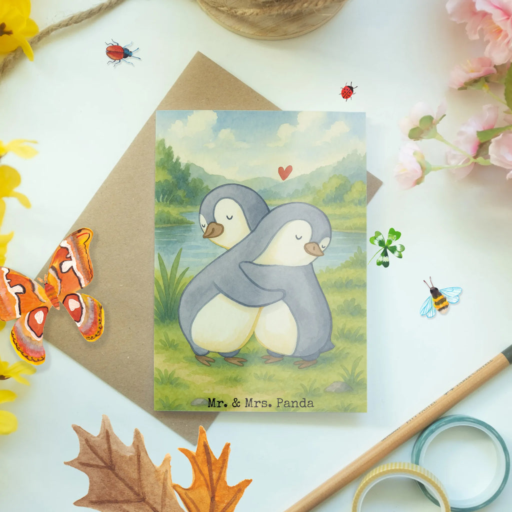 Kartka okolicznościowa Pingwiny przytulanie Design Grußkarte, Klappkarte, Einladungskarte, Glückwunschkarte, Hochzeitskarte, Geburtstagskarte, Karte, Ansichtskarten, Liebe, Partner, Freund, Freundin, Ehemann, Ehefrau, Heiraten, Verlobung, Heiratsantrag, Liebesgeschenk, Jahrestag, Hocheitstag, Valentinstag, Geschenk für Frauen, Hochzeitstag, Mitbringsel, Geschenk für Freundin, Geschenk für Partner, Liebesbeweis, für Männer, für Ehemann