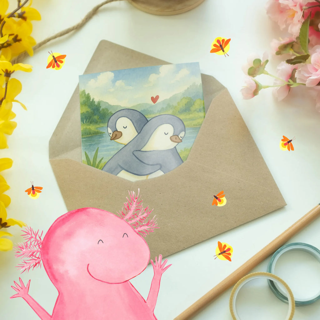 Kartka okolicznościowa Pingwiny przytulanie Design Grußkarte, Klappkarte, Einladungskarte, Glückwunschkarte, Hochzeitskarte, Geburtstagskarte, Karte, Ansichtskarten, Liebe, Partner, Freund, Freundin, Ehemann, Ehefrau, Heiraten, Verlobung, Heiratsantrag, Liebesgeschenk, Jahrestag, Hocheitstag, Valentinstag, Geschenk für Frauen, Hochzeitstag, Mitbringsel, Geschenk für Freundin, Geschenk für Partner, Liebesbeweis, für Männer, für Ehemann