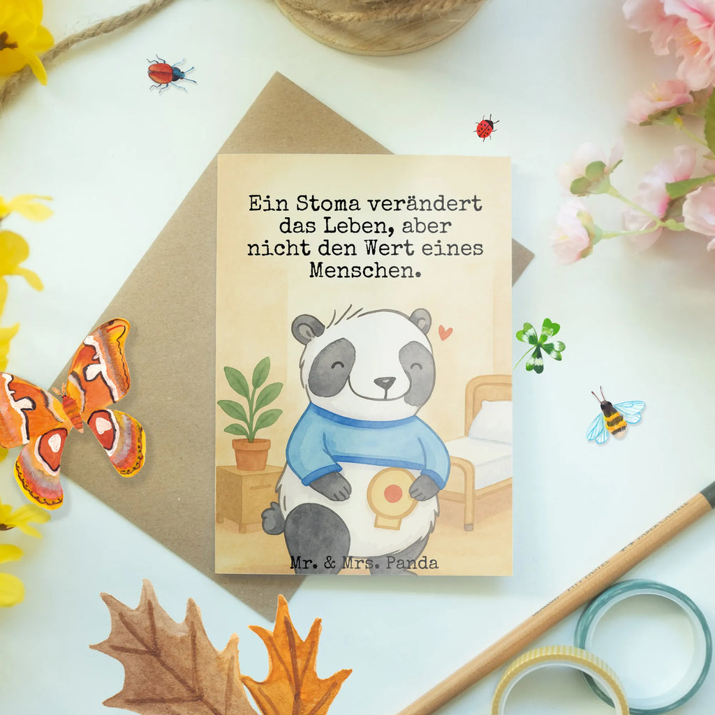 Greetings card Panda artificial anus Design Grußkarte, Klappkarte, Einladungskarte, Glückwunschkarte, Hochzeitskarte, Geburtstagskarte, Karte, Ansichtskarten, Panda, künstlicher Darmausgang, Stoma, Stomabeutel