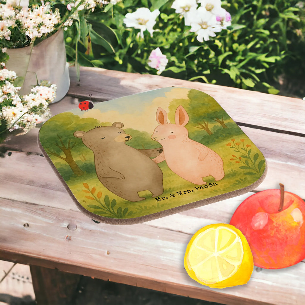 Square coaster bear and rabbit Embrace Design Untersetzer, Bierdeckel, Glasuntersetzer, Untersetzer Gläser, Getränkeuntersetzer, Untersetzer aus Holz, Untersetzer für Gläser, Korkuntersetzer, Untersetzer Holz, Holzuntersetzer, Tassen Untersetzer, Untersetzer Design, Liebe, Partner, Freund, Freundin, Ehemann, Ehefrau, Heiraten, Verlobung, Heiratsantrag, Liebesgeschenk, Jahrestag, Hocheitstag, Freunde, bester Freund, Hase, Bär, Bärchen, best friends