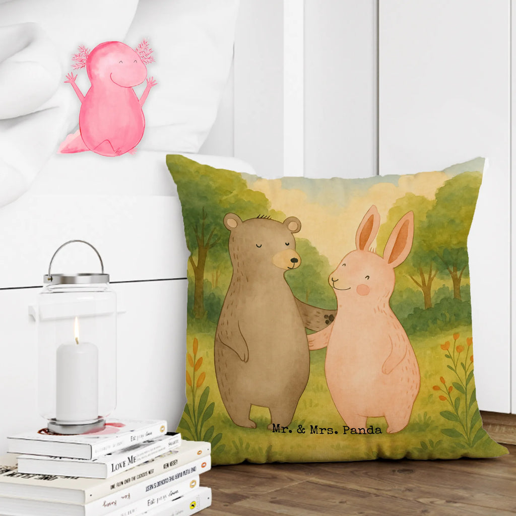 Cushion bear and rabbit Embrace Design Kissenhülle, Kopfkissen, Sofakissen, Dekokissen, Motivkissen, sofakissen, sitzkissen, Kissen, Kissenbezüge, Kissenbezug 40x40, Kissen 40x40, Kissenhülle 40x40, Zierkissen, Couchkissen, Dekokissen Sofa, Sofakissen 40x40, Dekokissen 40x40, Kopfkissen 40x40, Kissen 40x40 Waschbar, Liebe, Partner, Freund, Freundin, Ehemann, Ehefrau, Heiraten, Verlobung, Heiratsantrag, Liebesgeschenk, Jahrestag, Hocheitstag, Freunde, bester Freund, Hase, Bär, Bärchen, best friends
