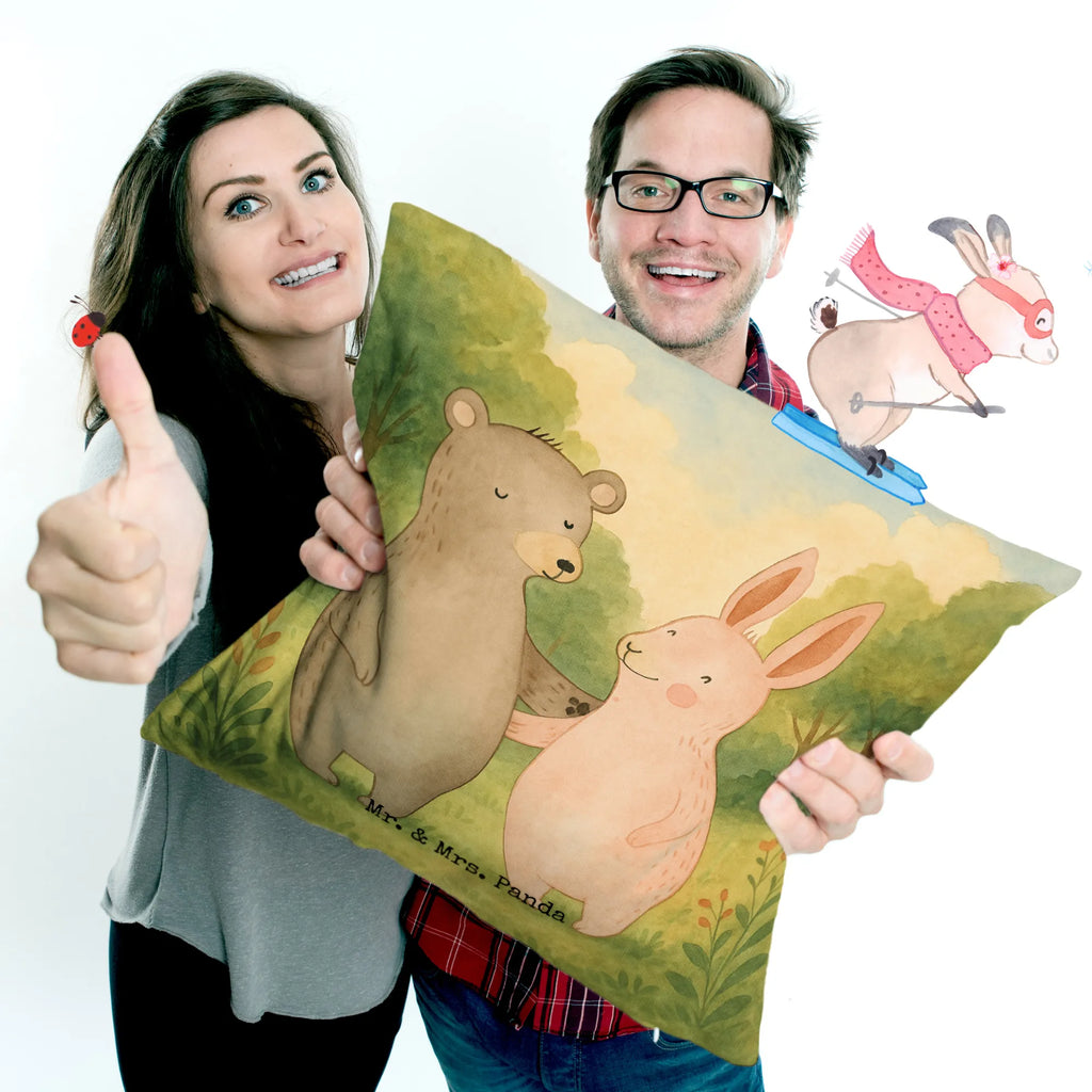 Cushion bear and rabbit Embrace Design Kissenhülle, Kopfkissen, Sofakissen, Dekokissen, Motivkissen, sofakissen, sitzkissen, Kissen, Kissenbezüge, Kissenbezug 40x40, Kissen 40x40, Kissenhülle 40x40, Zierkissen, Couchkissen, Dekokissen Sofa, Sofakissen 40x40, Dekokissen 40x40, Kopfkissen 40x40, Kissen 40x40 Waschbar, Liebe, Partner, Freund, Freundin, Ehemann, Ehefrau, Heiraten, Verlobung, Heiratsantrag, Liebesgeschenk, Jahrestag, Hocheitstag, Freunde, bester Freund, Hase, Bär, Bärchen, best friends