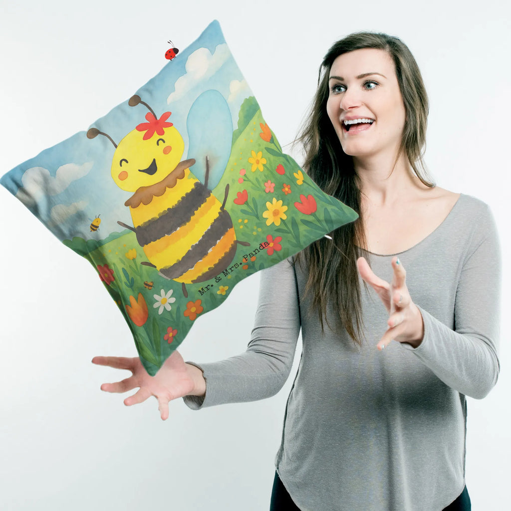 Cushion bee happy Design Sofakissen, Dekokissen, Zierkissen, Kissenbezüge, Kopfkissen, Kissenhülle 40x40, sofakissen, Kissen 40x40, Kissenhülle, Dekokissen 40x40, Kissen, Kissenbezug 40x40, Kissen 40x40 Waschbar, Couchkissen, sitzkissen, Kopfkissen 40x40, Motivkissen, Dekokissen Sofa, Sofakissen 40x40, Biene, Wespe, Hummel