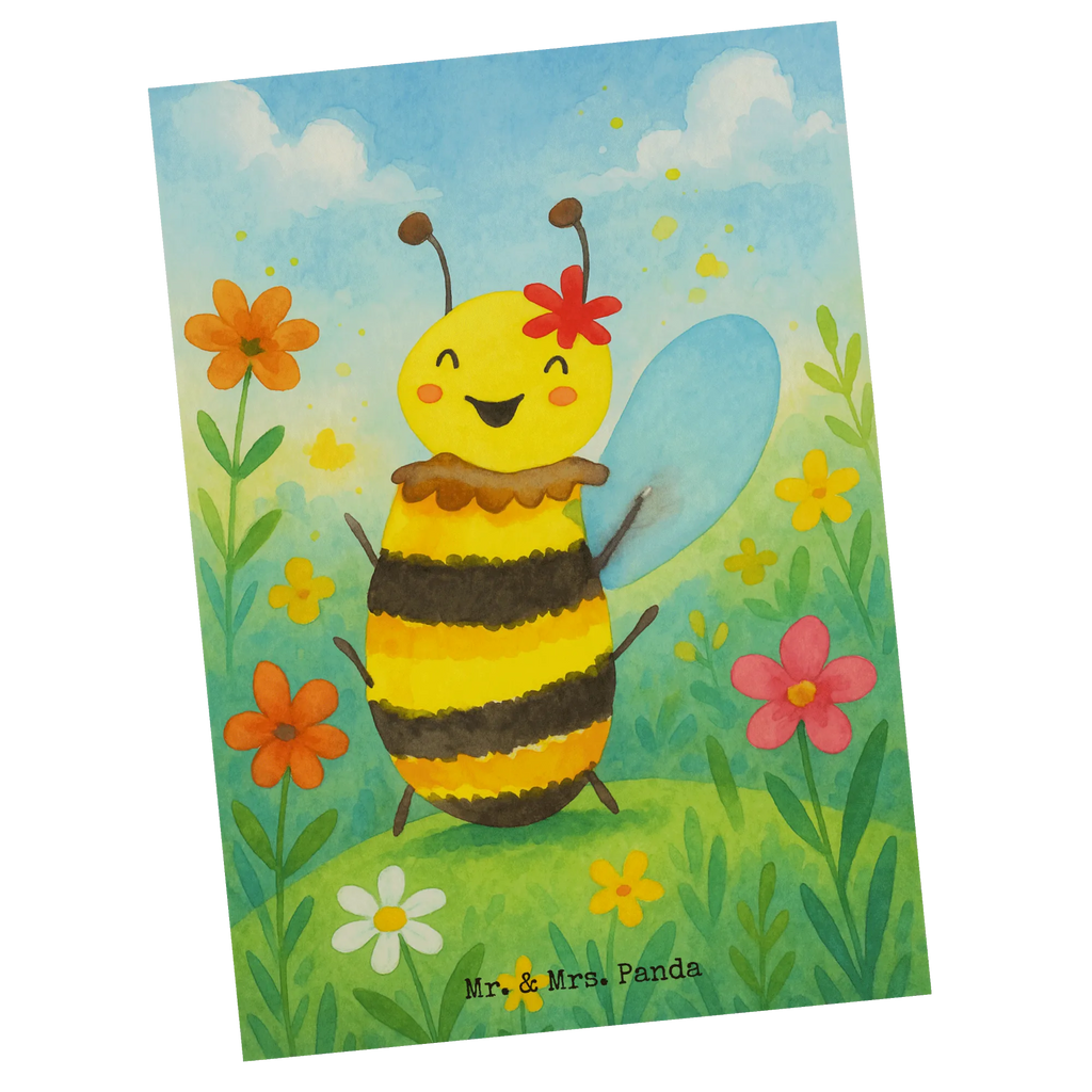 Postcard bee happy Design Postkarte, Karte, Geschenkkarte, Grußkarte, Einladung, Ansichtskarte, Geburtstagskarte, Einladungskarte, Dankeskarte, Ansichtskarten, Einladung Geburtstag, Einladungskarten Geburtstag, Biene, Wespe, Hummel
