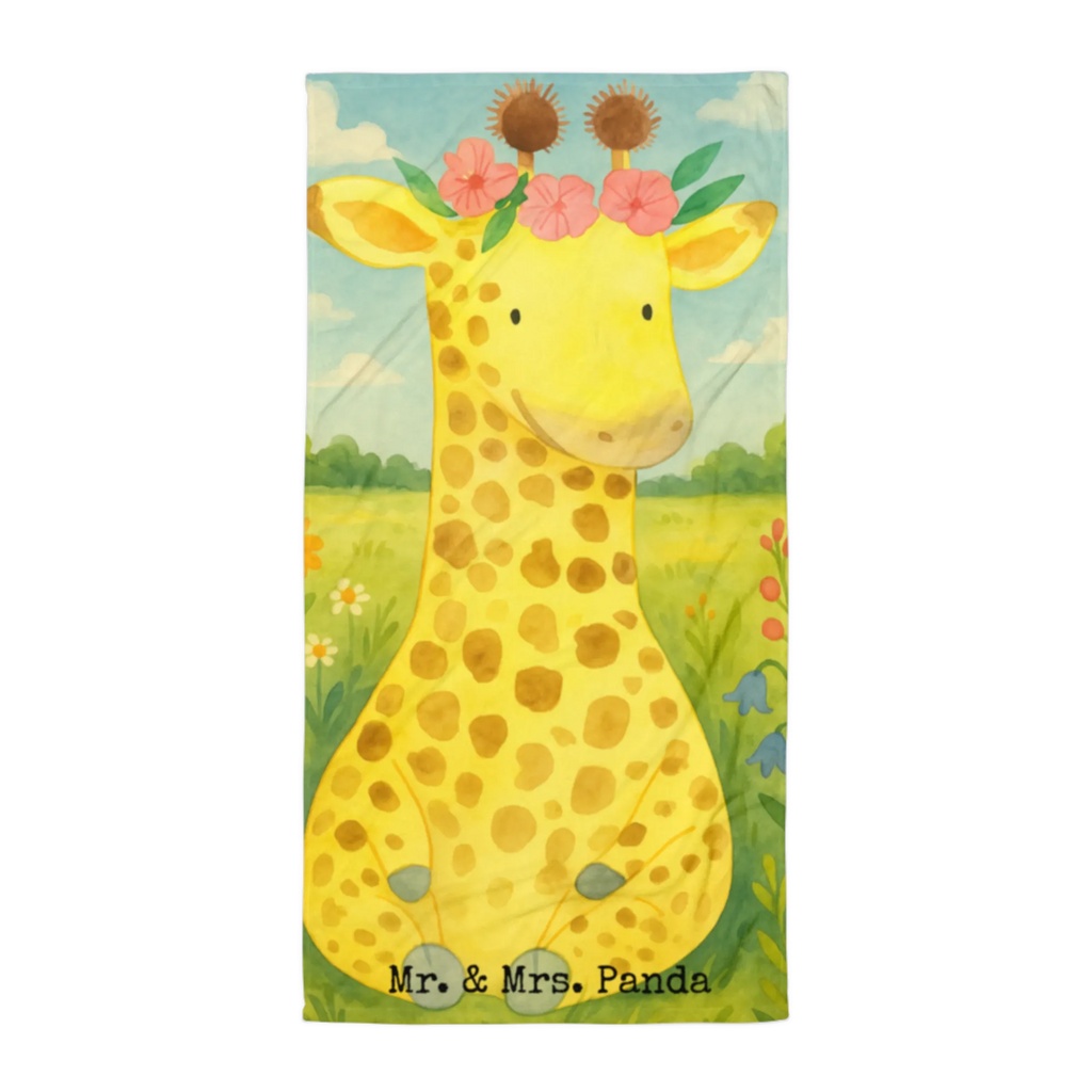 XL bath towel giraffe flower wreath Design Handtuch, Badetuch, Duschtuch, Strandtuch, Saunatuch, Afrika, Wildtiere, Giraffe, Blumenkranz, Abenteurer, Selbstliebe, Freundin