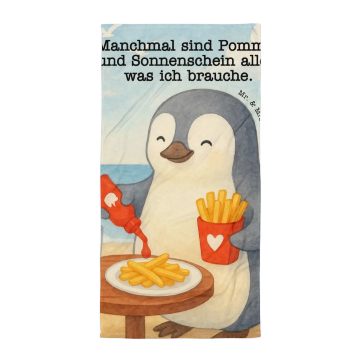 XL Badehandtuch Pinguin Pommes Design