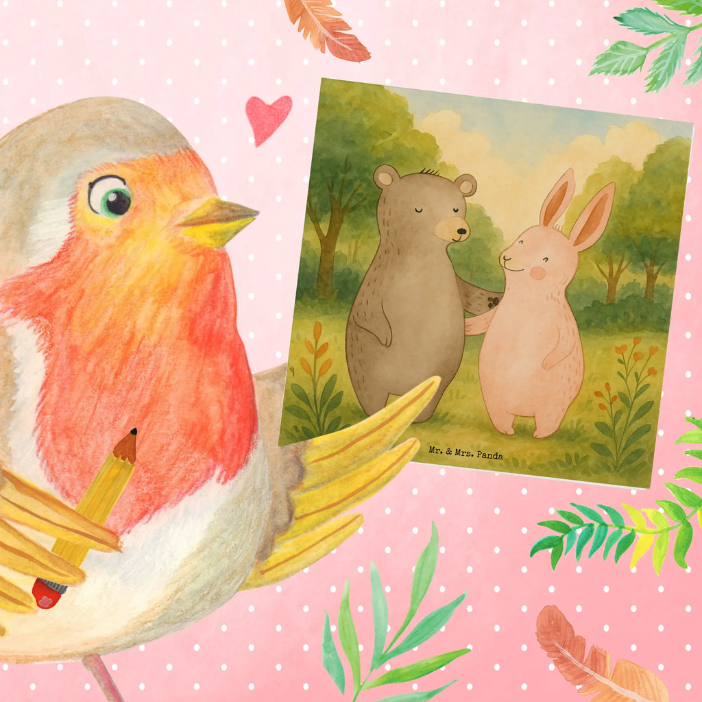 Deluxe Karte Bär und Hase Umarmen Design Karte, Grußkarte, Klappkarte, Einladungskarte, Glückwunschkarte, Hochzeitskarte, Geburtstagskarte, Hochwertige Grußkarte, Hochwertige Klappkarte, Liebe, Partner, Freund, Freundin, Ehemann, Ehefrau, Heiraten, Verlobung, Heiratsantrag, Liebesgeschenk, Jahrestag, Hocheitstag, Freunde, bester Freund, Hase, Bär, Bärchen, best friends