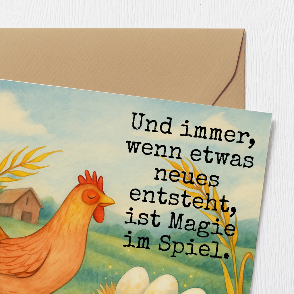 Karta Deluxe kurczak Dumny Design Karte, Grußkarte, Klappkarte, Einladungskarte, Glückwunschkarte, Hochzeitskarte, Geburtstagskarte, Hochwertige Grußkarte, Hochwertige Klappkarte, Bauernhof, Hoftiere, Landwirt, Landwirtin, Hahn, Henne, Hühner, Eier, Hof, Landleben, Motivation, Geburt, Magie, Spruch, Schwangerschaft