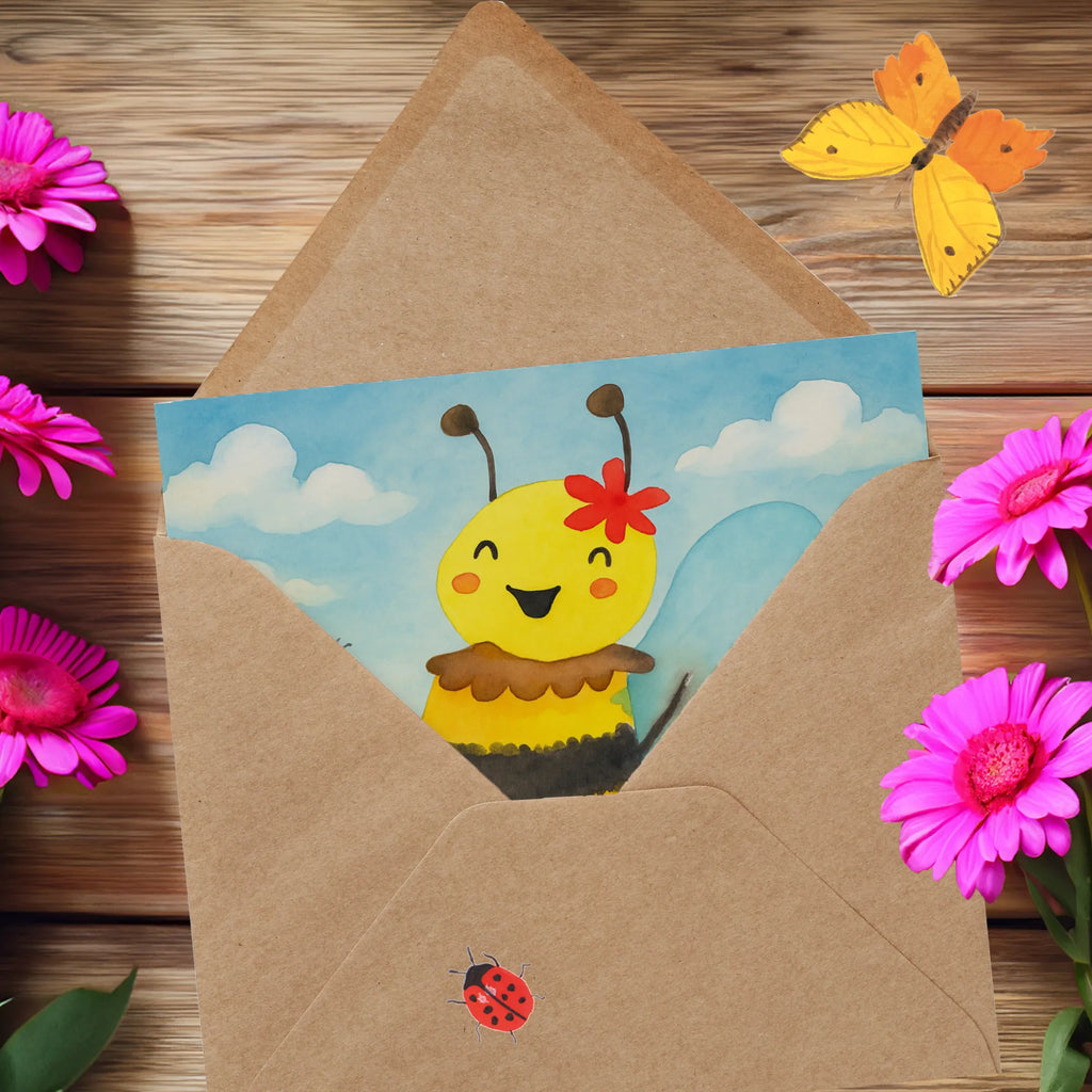 Deluxe Card bee happy Design Karte, Grußkarte, Klappkarte, Einladungskarte, Glückwunschkarte, Hochzeitskarte, Geburtstagskarte, Hochwertige Grußkarte, Hochwertige Klappkarte, Biene, Wespe, Hummel