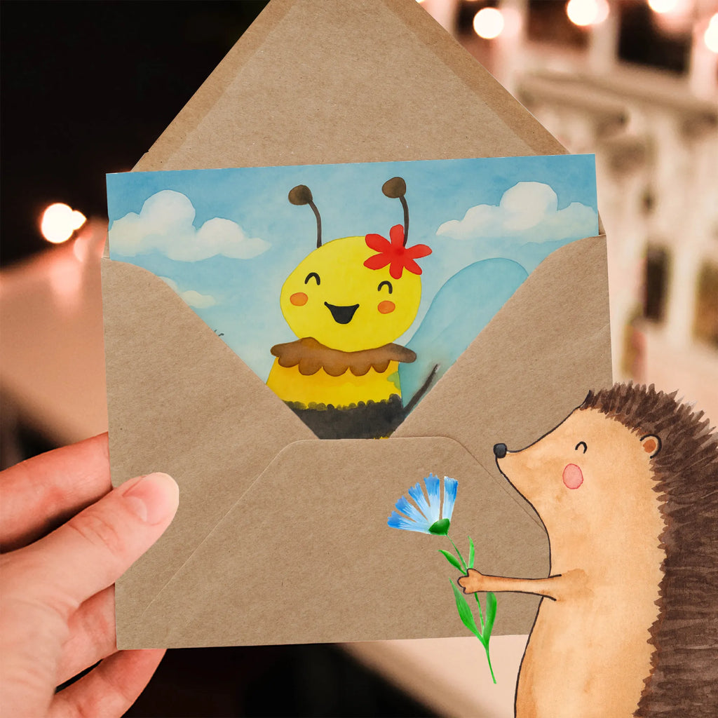 Deluxe Card bee happy Design Karte, Grußkarte, Klappkarte, Einladungskarte, Glückwunschkarte, Hochzeitskarte, Geburtstagskarte, Hochwertige Grußkarte, Hochwertige Klappkarte, Biene, Wespe, Hummel