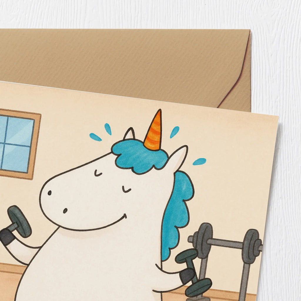 Deluxe Card unicorn fitness Design Karte, Grußkarte, Klappkarte, Einladungskarte, Glückwunschkarte, Hochzeitskarte, Geburtstagskarte, Hochwertige Grußkarte, Hochwertige Klappkarte, Einhorn, Einhörner, Einhorn Deko, Unicorn, Gym, Fitness, Fitnessstudio, Diät, Abnehmen, Sport, Pumpen, Geräte, Sixpack