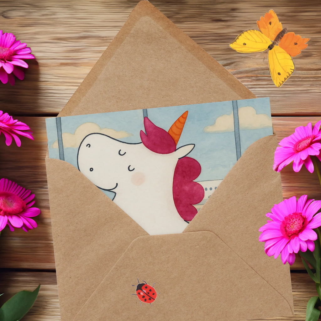 Deluxe Karte Einhorn Koffer Design Karte, Grußkarte, Klappkarte, Einladungskarte, Glückwunschkarte, Hochzeitskarte, Geburtstagskarte, Hochwertige Grußkarte, Hochwertige Klappkarte, Einhorn, Einhörner, Einhorn Deko, Unicorn, unicorn, Koffer, Verreisen, Reise, Gepäck, Abenteuer, Erwachsen, Kind, albern, Spaß, lustig, witzig