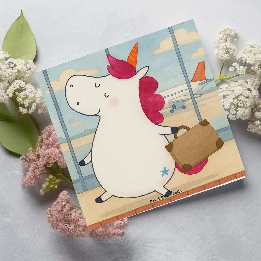 Deluxe Karte Einhorn Koffer Design Karte, Grußkarte, Klappkarte, Einladungskarte, Glückwunschkarte, Hochzeitskarte, Geburtstagskarte, Hochwertige Grußkarte, Hochwertige Klappkarte, Einhorn, Einhörner, Einhorn Deko, Unicorn, unicorn, Koffer, Verreisen, Reise, Gepäck, Abenteuer, Erwachsen, Kind, albern, Spaß, lustig, witzig