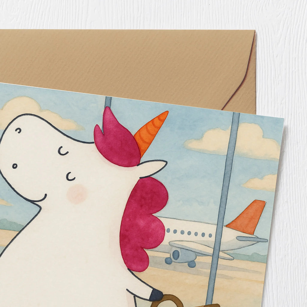 Deluxe Karte Einhorn Koffer Design Karte, Grußkarte, Klappkarte, Einladungskarte, Glückwunschkarte, Hochzeitskarte, Geburtstagskarte, Hochwertige Grußkarte, Hochwertige Klappkarte, Einhorn, Einhörner, Einhorn Deko, Unicorn, unicorn, Koffer, Verreisen, Reise, Gepäck, Abenteuer, Erwachsen, Kind, albern, Spaß, lustig, witzig