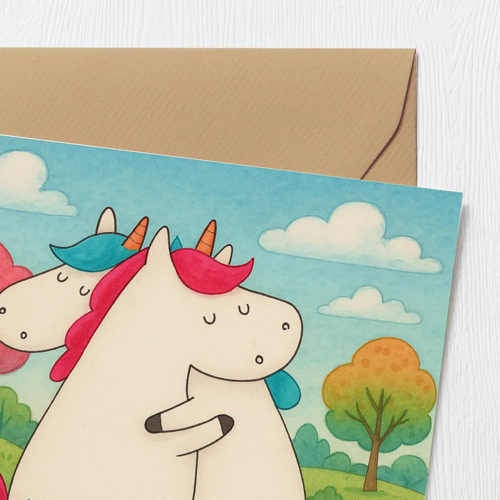 Deluxe Karte Einhörner Umarmen Design Karte, Grußkarte, Klappkarte, Einladungskarte, Glückwunschkarte, Hochzeitskarte, Geburtstagskarte, Hochwertige Grußkarte, Hochwertige Klappkarte, Einhorn, Einhörner, Einhorn Deko, Unicorn, Freundinnen, Freundin, BFF, Schwester, Schwestern, Familie, Geschwister, Sister, Liebe
