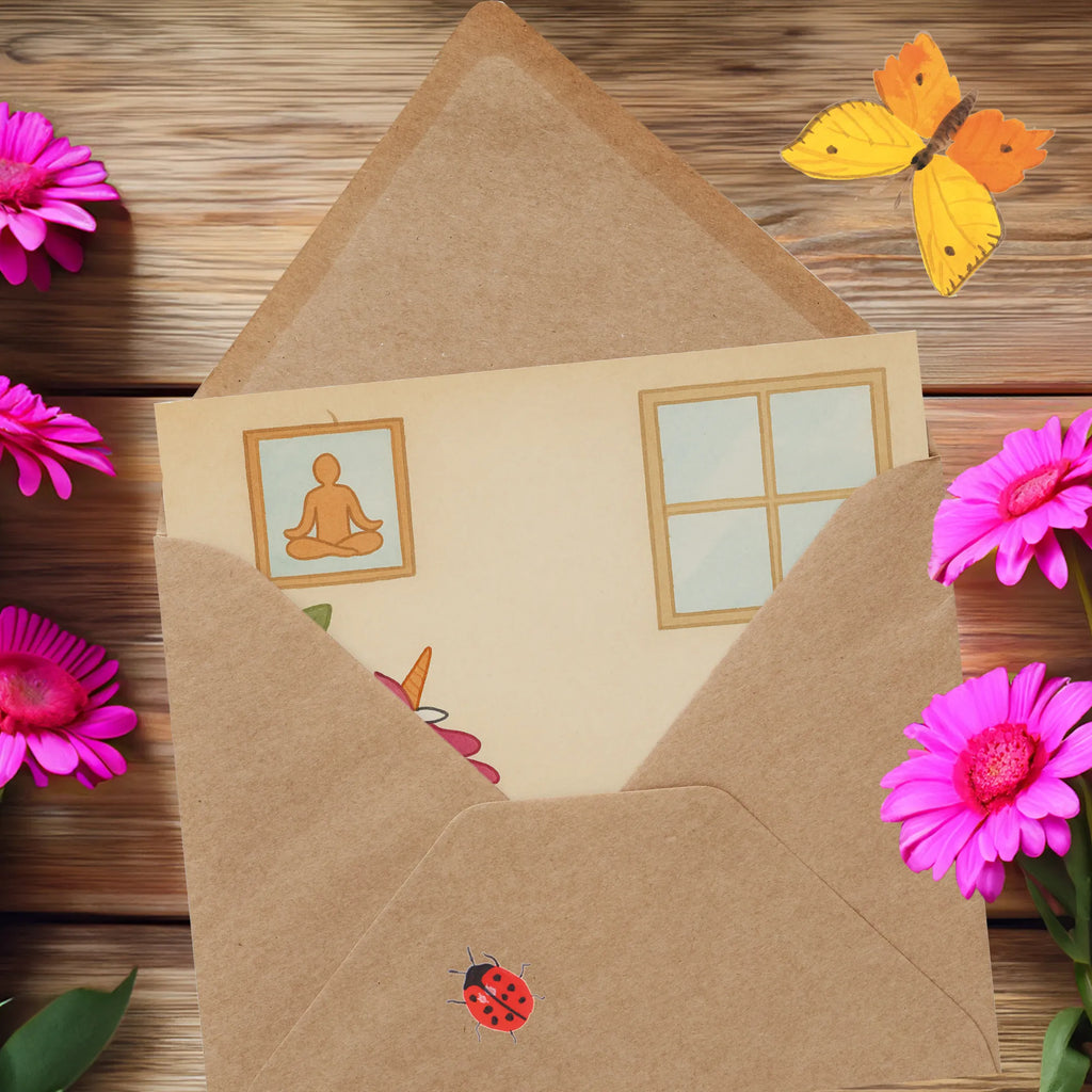 Karta Deluxe jednorożec joga Design Karte, Grußkarte, Klappkarte, Einladungskarte, Glückwunschkarte, Hochzeitskarte, Geburtstagskarte, Hochwertige Grußkarte, Hochwertige Klappkarte, Einhorn, Einhörner, Einhorn Deko, Unicorn, Yoga, Namaste, Achtsamkeit, Entspannung, Joga, Yogamatte, Sport, lustig, witzig, süß