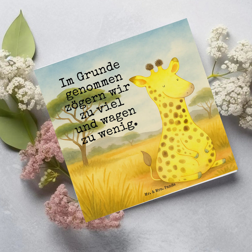 Deluxe Card giraffe Satisfied Design Karte, Grußkarte, Klappkarte, Einladungskarte, Glückwunschkarte, Hochzeitskarte, Geburtstagskarte, Hochwertige Grußkarte, Hochwertige Klappkarte, Afrika, Wildtiere, Giraffe, Zufrieden, Glück, Abenteuer